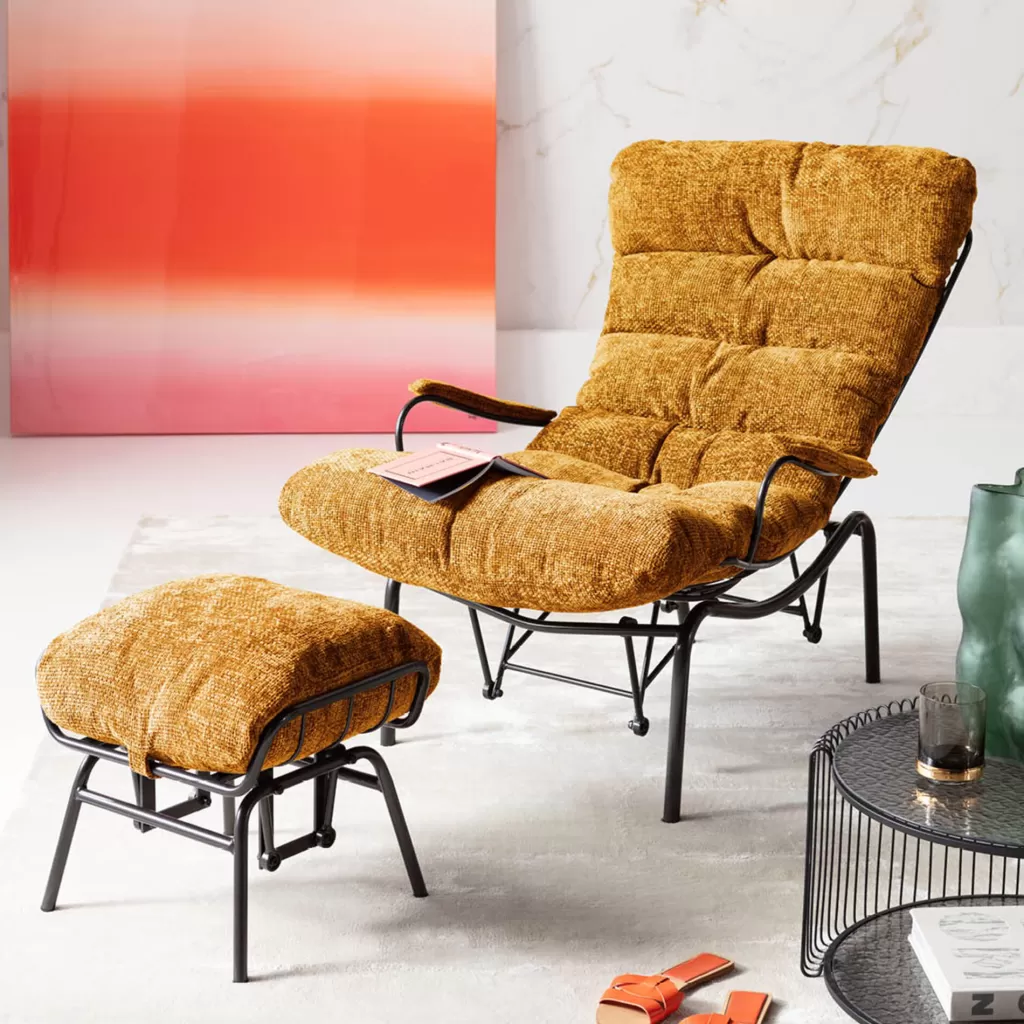Olohuone | Nojatuolit>KARE Design Vienna Kääntyvä Nojatuoli + Rahi Keltainen