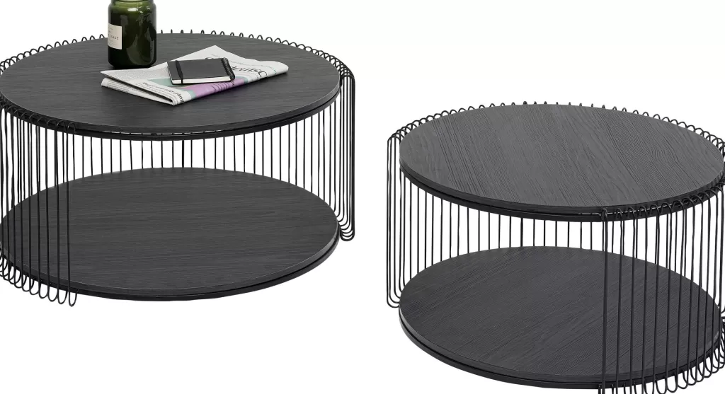 Sohvapöydät>KARE Design Wire Double Black Wood Sohvapöytä Musta (2/Setti)