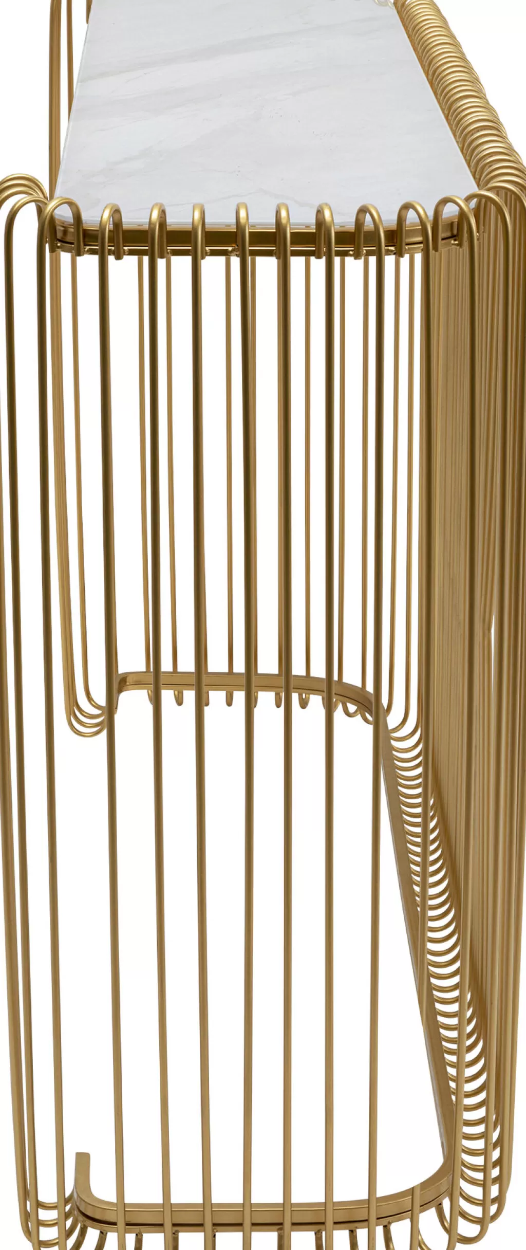Konsolipöydät Ja Sivupöydät>KARE Design Wire Konsolipöytä - Marmorikuvioitu Lasi, Kulta 142x89cm