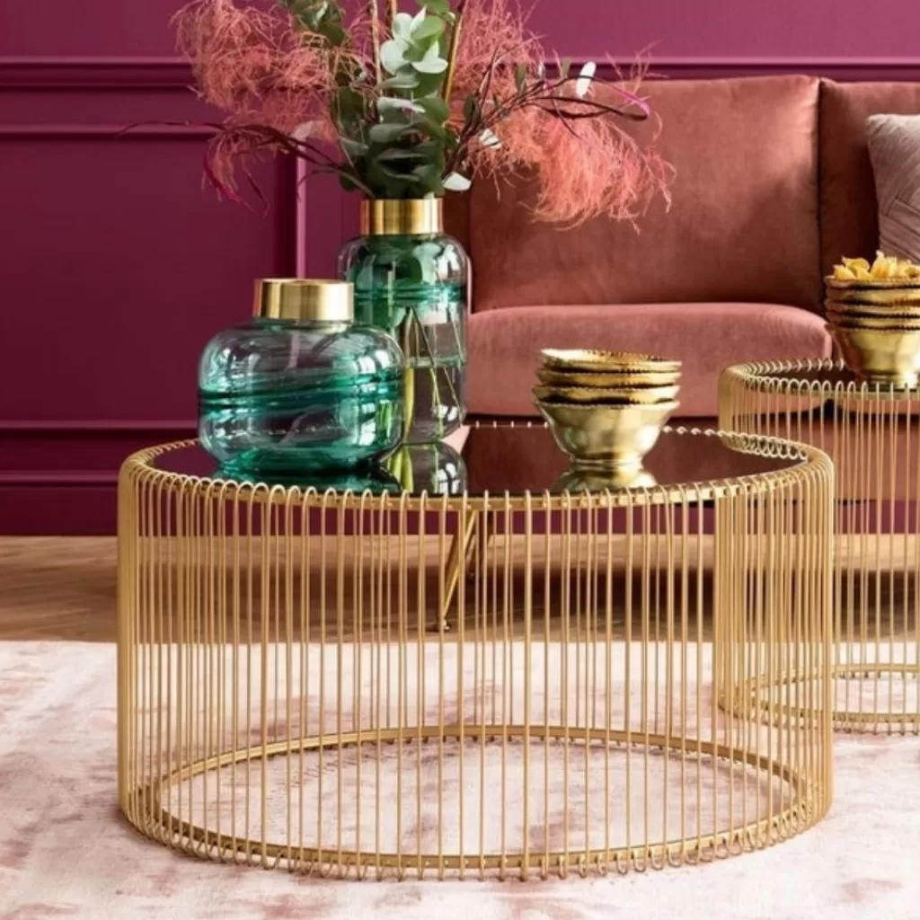 Sohvapöydät>KARE Design Wire Uno Sohvapöytä Messinki Ø80cm